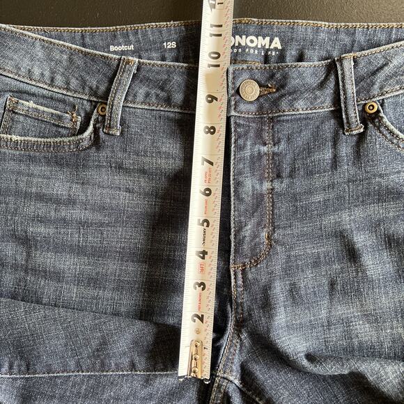 Sonoma Jeans Womens 12 Short Dark Blue Stretch Denim Mid Rise Bootcut 29" Inseam - Picture 12 of 13